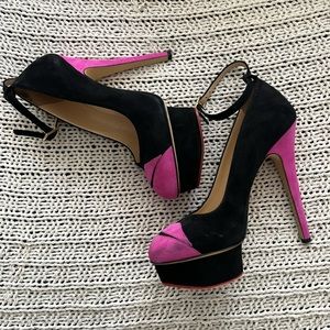 Charlotte Olympia “KISS Me” ankle strap Platforms